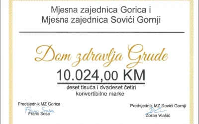 Donacija MZ Gorica i MZ Sovići Gornji Domu zdravlja Grude